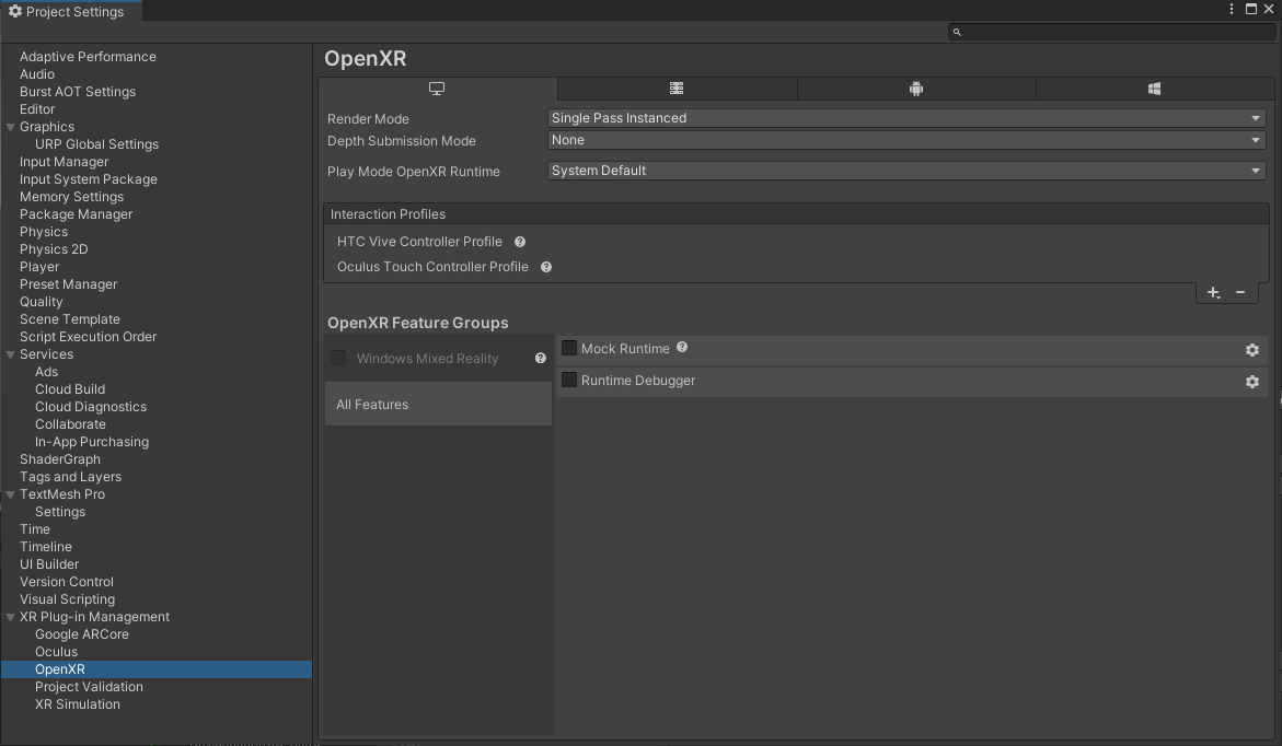 OpenXR Configuration