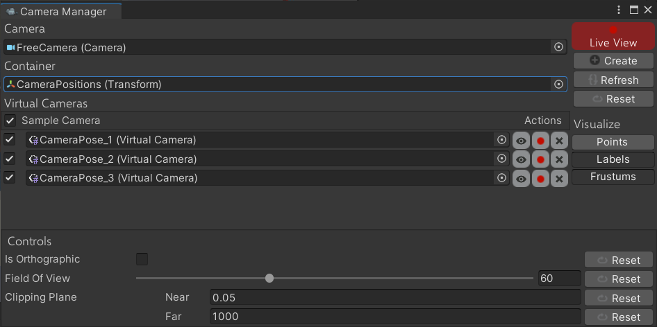 Camera Manager Window